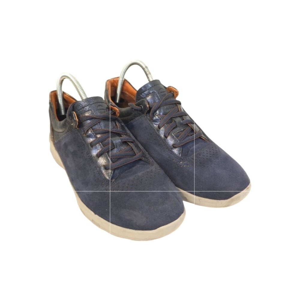 Rockport Womens Lets Walk Ubal Leather Suede Sneakers Blue NAVY Shoes Size 9
